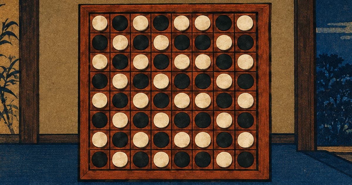 8×8の盤面に黒と白の石が配置された静かな対局の様子